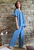 Benji Linen Wave Y Tee Denim